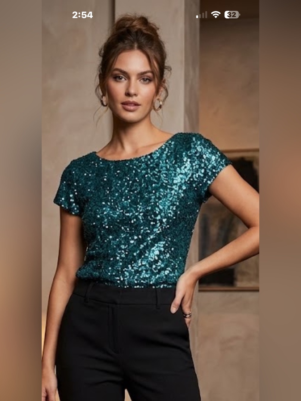 NWT! Alice + Olivia Teal Sequin Short Sleeve Top